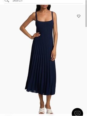 strapless open back dress Wells Navy Embroidered Poplin Midi Dress main image 1